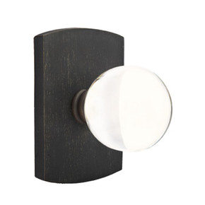 Emtek 7050-BL-MB Bristol Crystal Door Knob Dummy Set With Sandcast Bronze #4 Rosette Medium Bronze