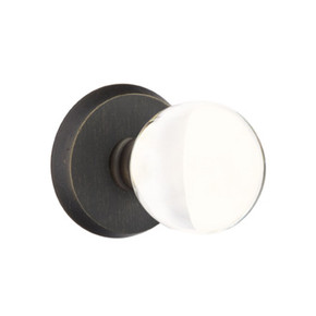 Emtek 7056-BL-MB Bristol Crystal Door Knob Dummy Set With Sandcast Bronze #2 Rosette Medium Bronze