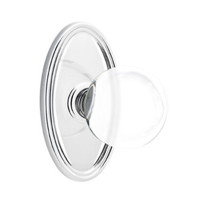 Emtek 8520-BL-US26 Bristol Crystal Door Knob Dummy Set With Oval Rosette Polished Chrome