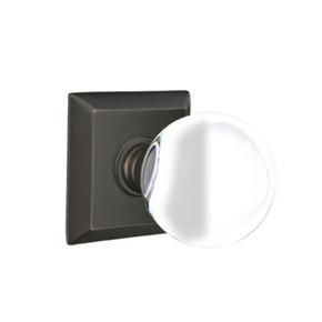 Emtek 8531-BL-US10B Bristol Crystal Door Knob Dummy Set With Quincy Rosette Oil Rubbed Bronze