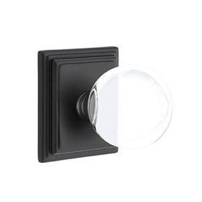 Emtek 8561-BL-US19 Bristol Crystal Door Knob Dummy Set With Wilshire Rosette Flat Black