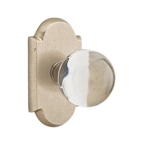 Emtek 7108-BL-TWB Bristol Crystal Door Knob Passage Set With Sandcast Bronze #1 Rosette Tumbled White Bronze