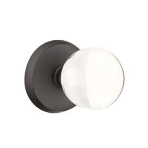 Emtek 7206-BL-FB Bristol Crystal Door Knob Privacy Set With Sandcast Bronze #2 Rosette Flat Black
