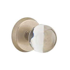 Emtek 7206-BL-TWB Bristol Crystal Door Knob Privacy Set With Sandcast Bronze #2 Rosette Tumbled White Bronze