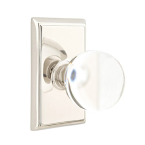 Emtek 8121-BL-US14 Bristol Crystal Door Knob Passage Set With Rectangular Rosette Polished Nickel