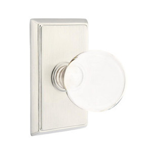Emtek 8121-BL-US15 Bristol Crystal Door Knob Passage Set With Rectangular Rosette Satin Nickel