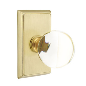 Emtek 8121-BL-US4 Bristol Crystal Door Knob Passage Set With Rectangular Rosette Satin Brass