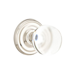 Emtek 8200-BL-US14 Bristol Crystal Door Knob Privacy Set With Regular Rosette Polished Nickel