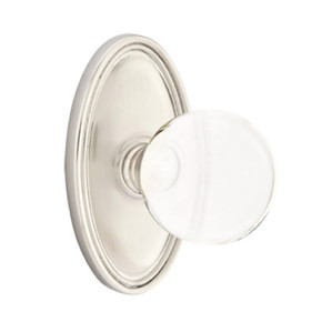 Emtek 8220-BL-US15 Bristol Crystal Door Knob Privacy Set With Oval Rosette Satin Nickel