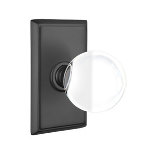 Emtek 8221-BL-US19 Bristol Crystal Door Knob Privacy Set With Rectangular Rosette Flat Black