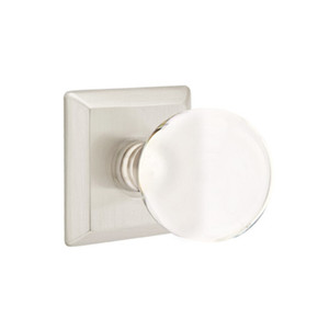 Emtek 8231-BL-US15 Bristol Crystal Door Knob Privacy Set With Quincy Rosette Satin Nickel