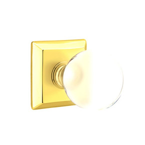 Emtek 8231-BL-US3 Bristol Crystal Door Knob Privacy Set With Quincy Rosette Polished Brass