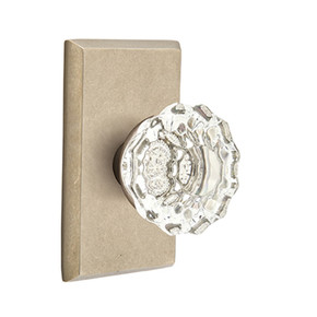 Emtek 7204-AS-TWB Astoria Crystal Door Knob Privacy Set With Sandcast Bronze #3 Rosette Tumbled White Bronze