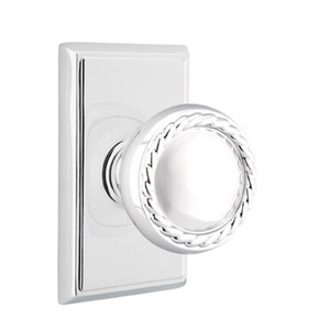 Emtek 8521-RK-US26 Rope Door Knob Dummy Set With Rectangular Rosette Polished Chrome