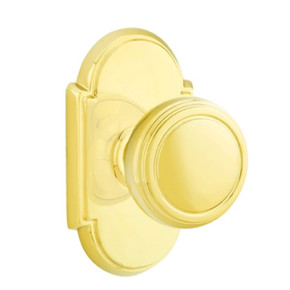 Emtek 8108-NW-US3 Norwich Door Knob Passage Set With #8 Rosette Polished Brass