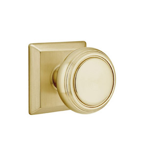 Emtek 8131-NW-US4 Norwich Door Knob Passage Set With Quincy Rosette Satin Brass