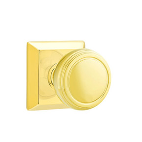 Emtek 8231-NW-US3 Norwich Door Knob Privacy Set With Quincy Rosette Polished Brass