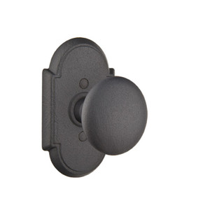 Emtek 7201-J-FBS Jamestown Door Knob Privacy Set With Wrought Steel #1 Rosette Flat Black Steel