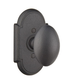 Emtek 7051-SV-FBS Savannah Door Knob Dummy Set With Wrought Steel #1 Rosette Flat Black Steel