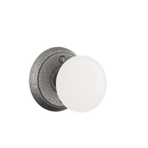 Emtek 7102-MI-SWS Madison Ivory Door Knob Passage Set With Wrought Steel #2 Rosette Satin Steel