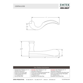 Emtek 8050-C-US10B Cortina Door Lever Dummy Set With Regular Rosette Oil Rubbed Bronze