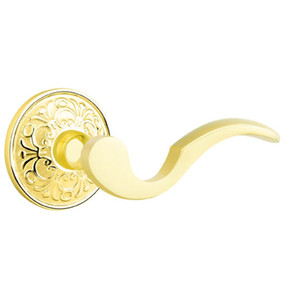 Emtek 8206-C-US3 Cortina Door Lever Privacy Set With Lancaster Rosette Polished Brass