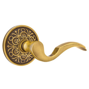 Emtek 8206-C-US7 Cortina Door Lever Privacy Set With Lancaster Rosette French Antique