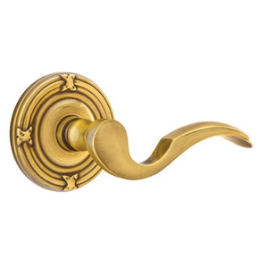 Emtek 8207-C-US7 Cortina Door Lever Privacy Set With Ribbon & Reed Rosette French Antique