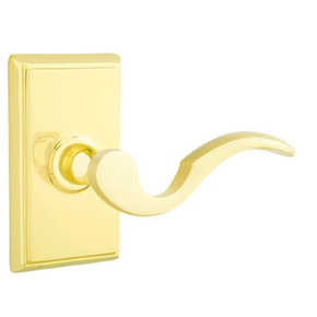 Emtek 8221-C-US3 Cortina Door Lever Privacy Set With Rectangular Rosette Polished Brass