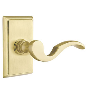Emtek 8221-C-US4 Cortina Door Lever Privacy Set With Rectangular Rosette Satin Brass
