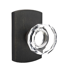 Emtek 7100-LW-MB Lowell Crystal Door Knob Passage Set With Sandcast Bronze #4 Rosette Medium Bronze