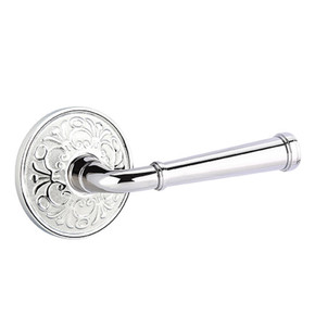 Emtek 8106-ME-US26 Merrimack Door Lever Passage Set With Lancaster Rosette Polished Chrome