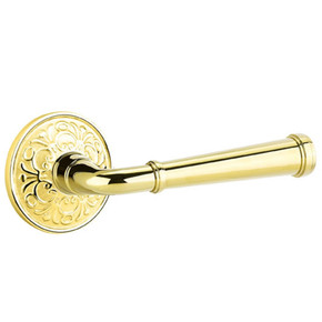 Emtek 8106-ME-US3 Merrimack Door Lever Passage Set With Lancaster Rosette Polished Brass