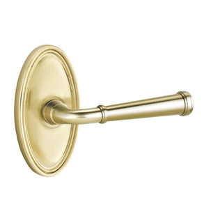 Emtek 8120-ME-US4 Merrimack Door Lever Passage Set With Oval Rosette Satin Brass