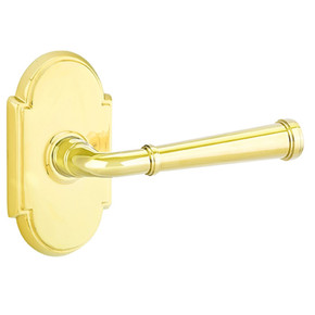 Emtek 8208-ME-US3 Merrimack Door Lever Privacy Set With #8 Rosette Polished Brass