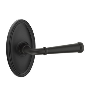 Emtek 8220-ME-US19 Merrimack Door Lever Privacy Set With Oval Rosette Flat Black