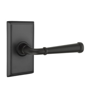 Emtek 8221-ME-US19 Merrimack Door Lever Privacy Set With Rectangular Rosette Flat Black