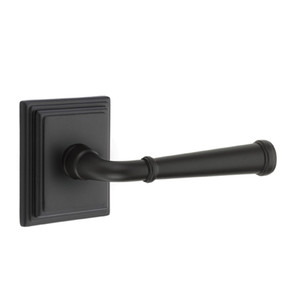 Emtek 8261-ME-US19 Merrimack Door Lever Privacy Set With Wilshire Rosette Flat Black