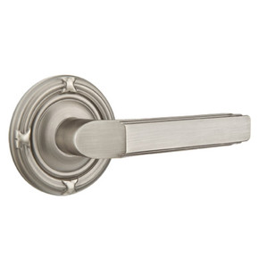 Emtek 8057-M-US15A Milano Door Lever Dummy Set With Ribbon & Reed Rosette Pewter