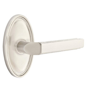 Emtek 8520-M-US15 Milano Door Lever Dummy Set With Oval Rosette Satin Nickel