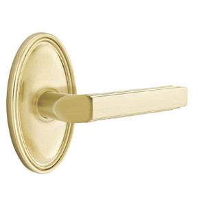 Emtek 8520-M-US4 Milano Door Lever Dummy Set With Oval Rosette Satin Brass