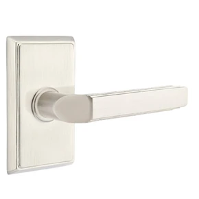Emtek 8521-M-US15 Milano Door Lever Dummy Set With Rectangular Rosette Satin Nickel
