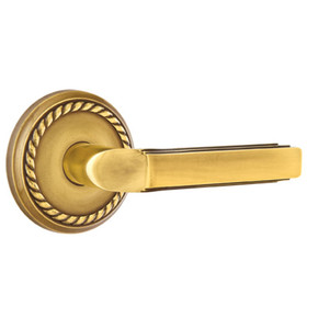 Emtek 8101-M-US7 Milano Door Lever Passage Set With Rope Rosette French Antique