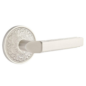 Emtek 8106-M-US15 Milano Door Lever Passage Set With Lancaster Rosette Satin Nickel