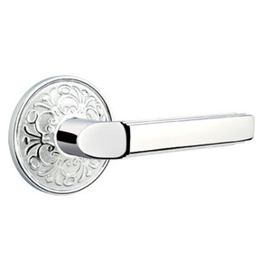 Emtek 8106-M-US26 Milano Door Lever Passage Set With Lancaster Rosette Polished Chrome