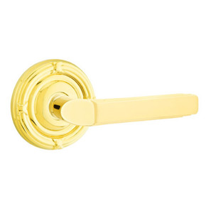 Emtek 8107-M-US3 Milano Door Lever Passage Set With Ribbon & Reed Rosette Polished Brass