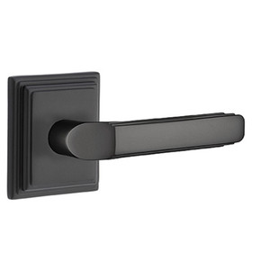 Emtek 8161-M-US19 Milano Door Lever Passage Set With Wilshire Rosette Flat Black