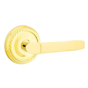 Emtek 8201-M-US3 Milano Door Lever Privacy Set With Rope Rosette Polished Brass