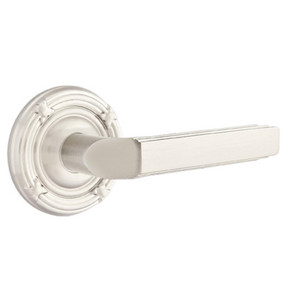 Emtek 8207-M-US15 Milano Door Lever Privacy Set With Ribbon & Reed Rosette Satin Nickel