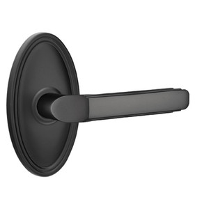 Emtek 8220-M-US19 Milano Door Lever Privacy Set With Oval Rosette Flat Black